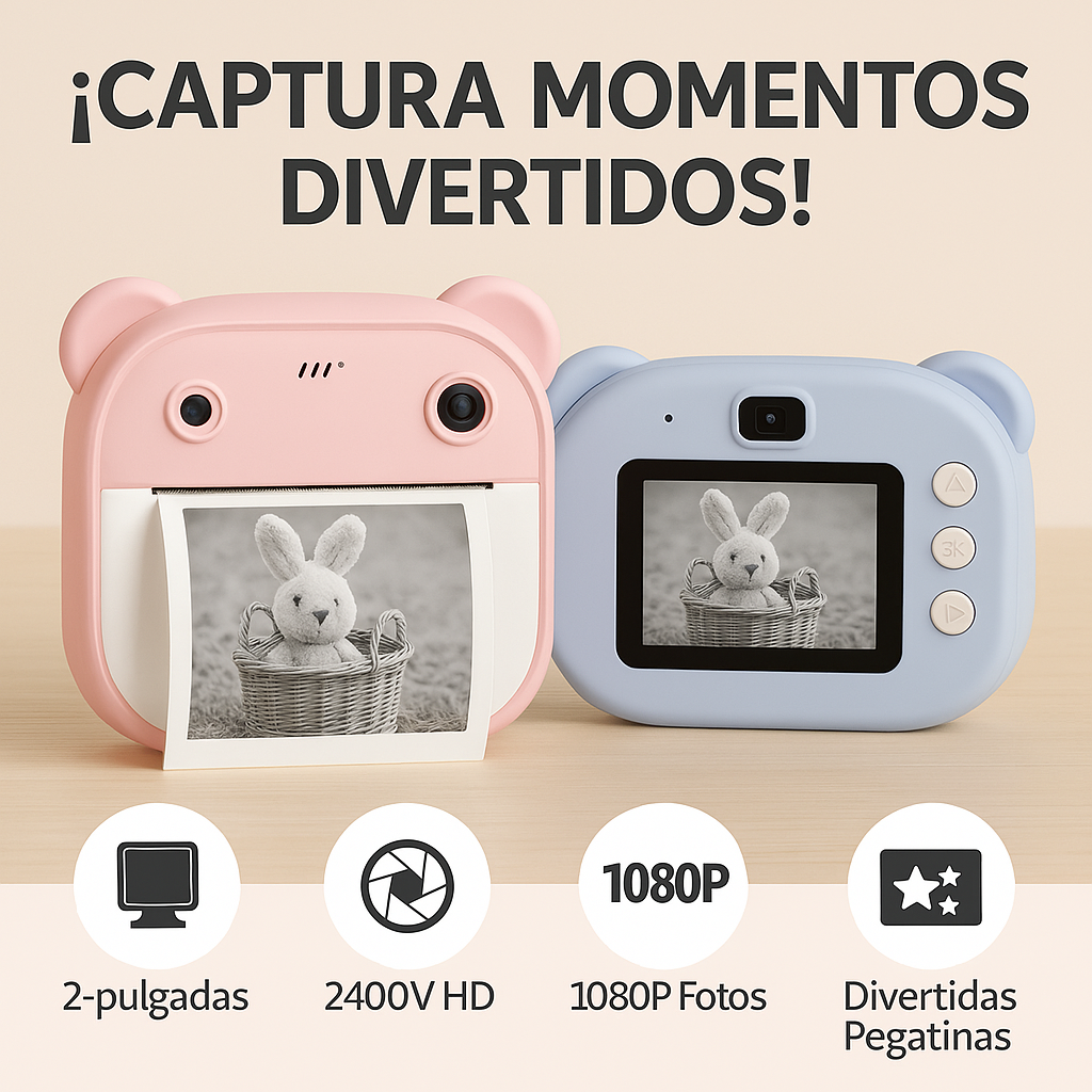 Cámara Instantánea Infantil HappySnap™ | ¡Crea, imprime y sonríe!