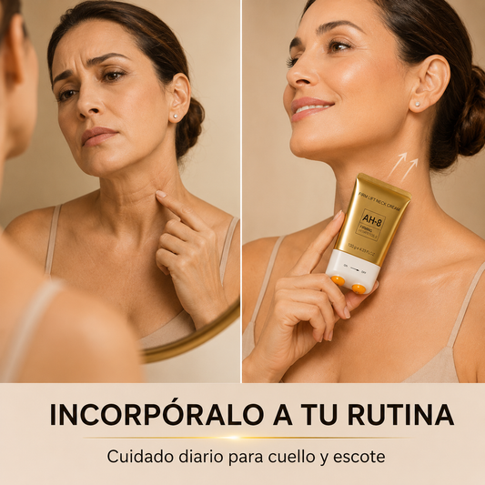 Crema Reafirmante Cuello NeckLift AH-8 con Masajeador 360° | Reduce Líneas y Flacidez