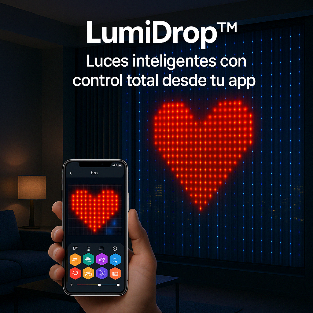 LumiDrop™ – Cortina LED Inteligente con Bluetooth
