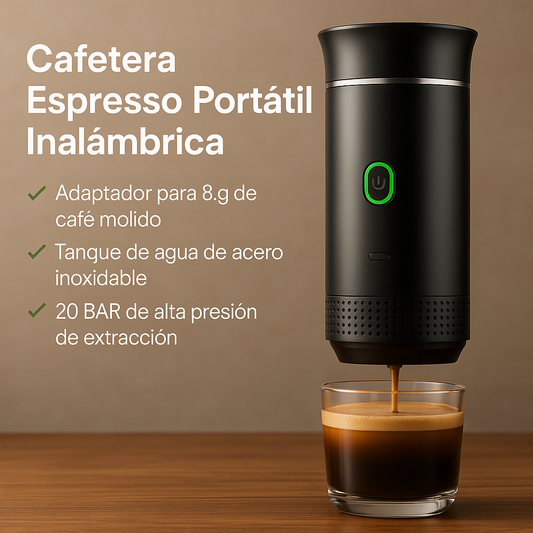 Cafetera Espresso Portátil BrewGo™ 3 en 1 | Cápsulas y Café Molido