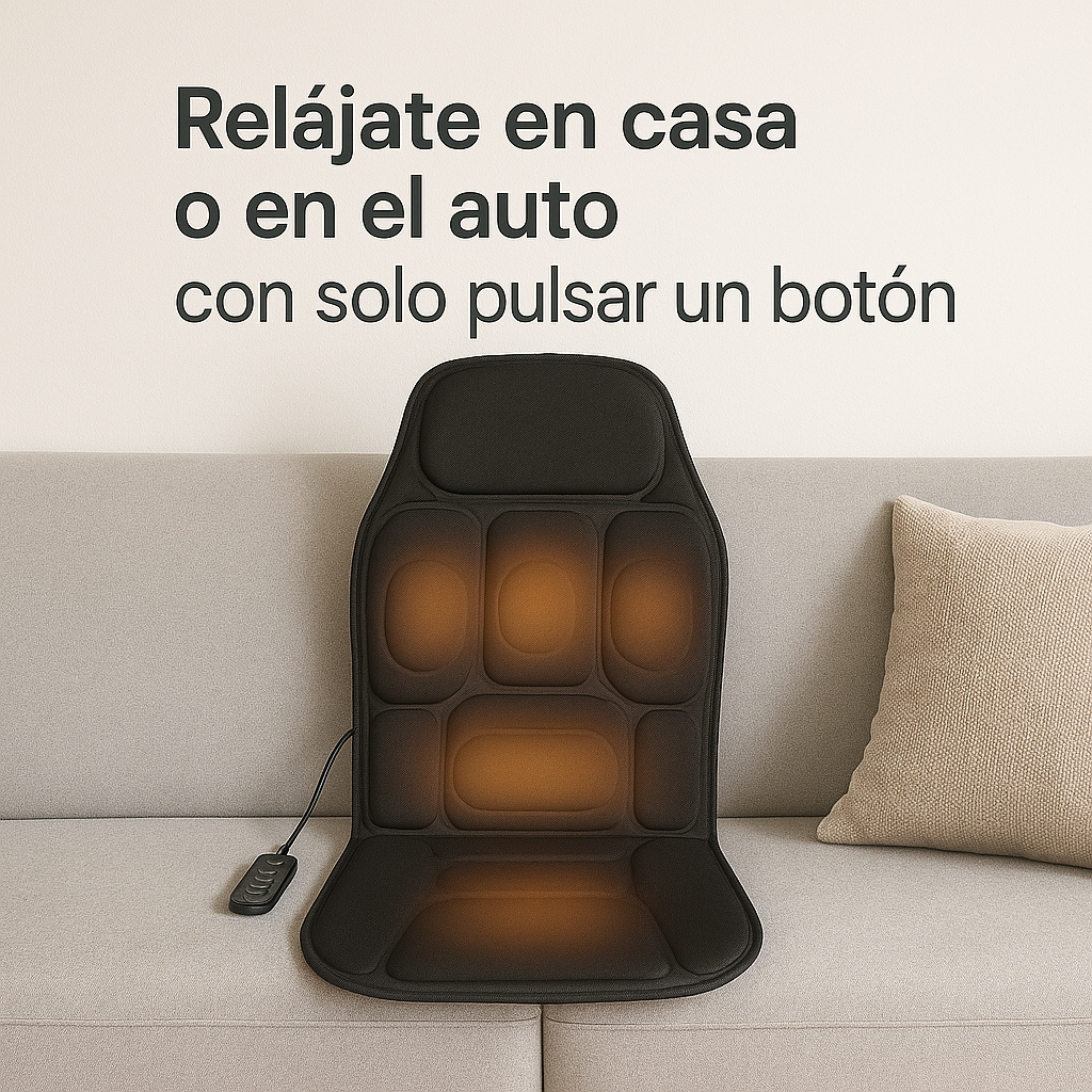Almohadilla de Masaje VibraHeat™ para Espalda y Cuello con Calor | Uso en Casa y Auto