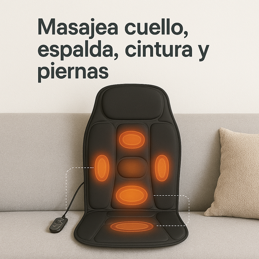 Almohadilla de Masaje VibraHeat™ para Espalda y Cuello con Calor | Uso en Casa y Auto
