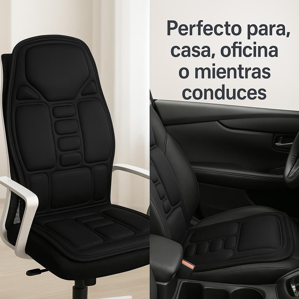 Almohadilla de Masaje VibraHeat™ para Espalda y Cuello con Calor | Uso en Casa y Auto